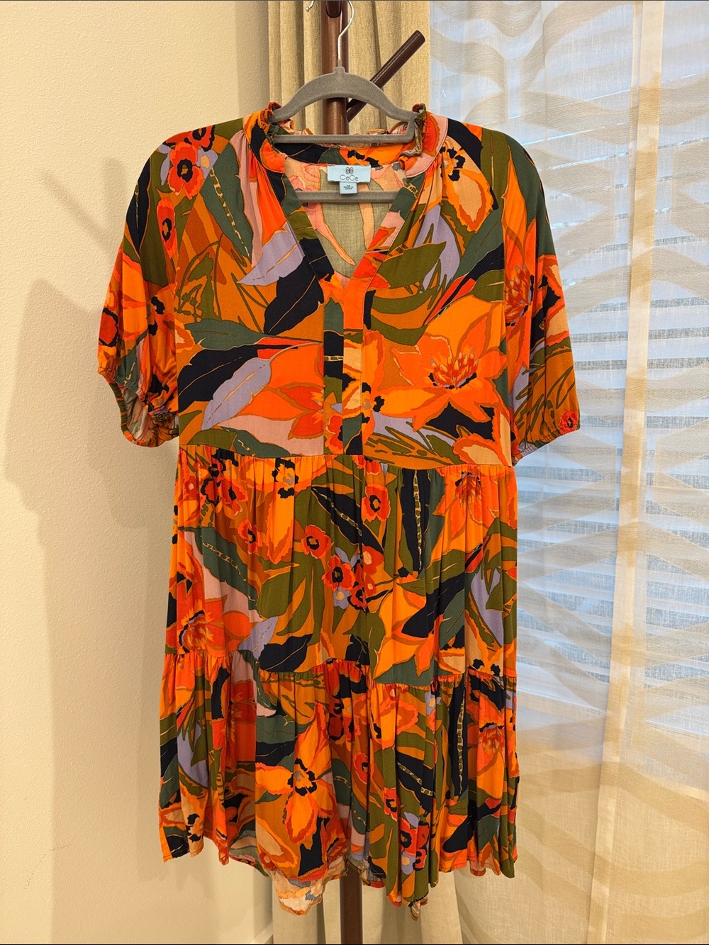 CeCe Orange Floral Print Tunic